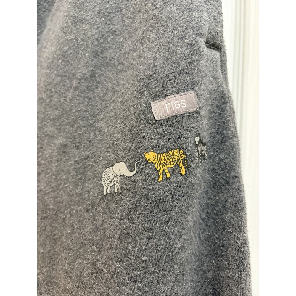 FIGS Joggers Sweatpants Women's Size Small Gray Animal Graphic
